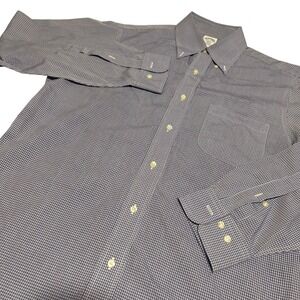 Brooks Brothers Button Down Mens‎ 15.5 34/35 Blue Micro Check Regent Non-Iron